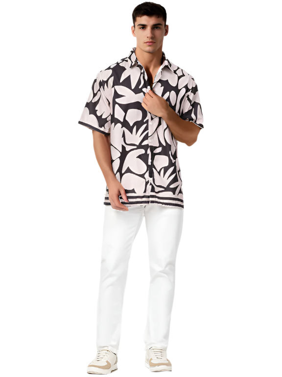 Hemsters Floral Print Half Sleeve Relaxed Shirt For Mens