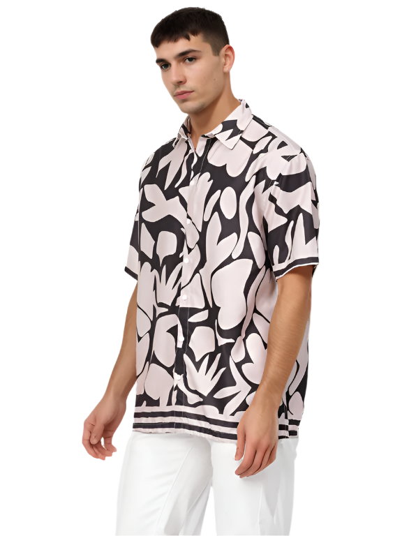 Hemsters Floral Print Half Sleeve Relaxed Shirt For Mens