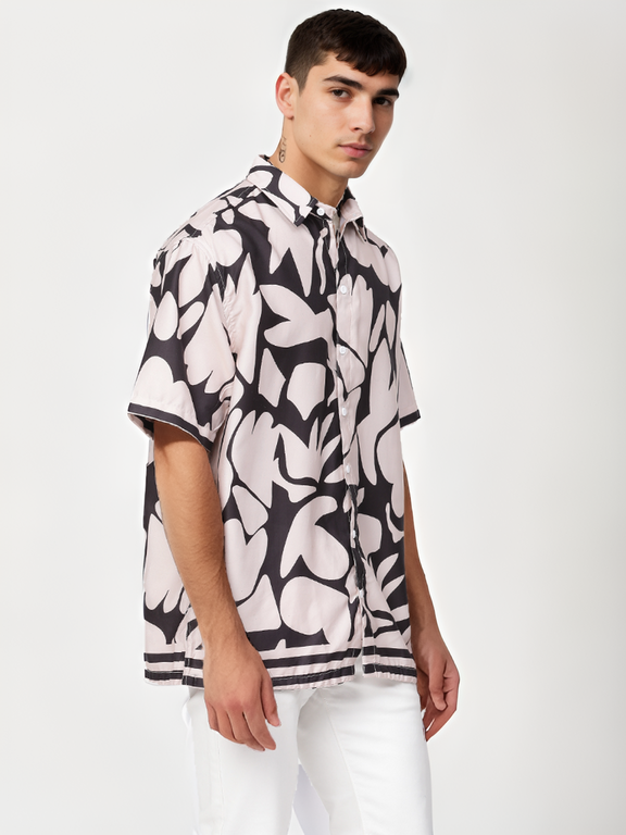 Hemsters Floral Print Half Sleeve Relaxed Shirt For Mens