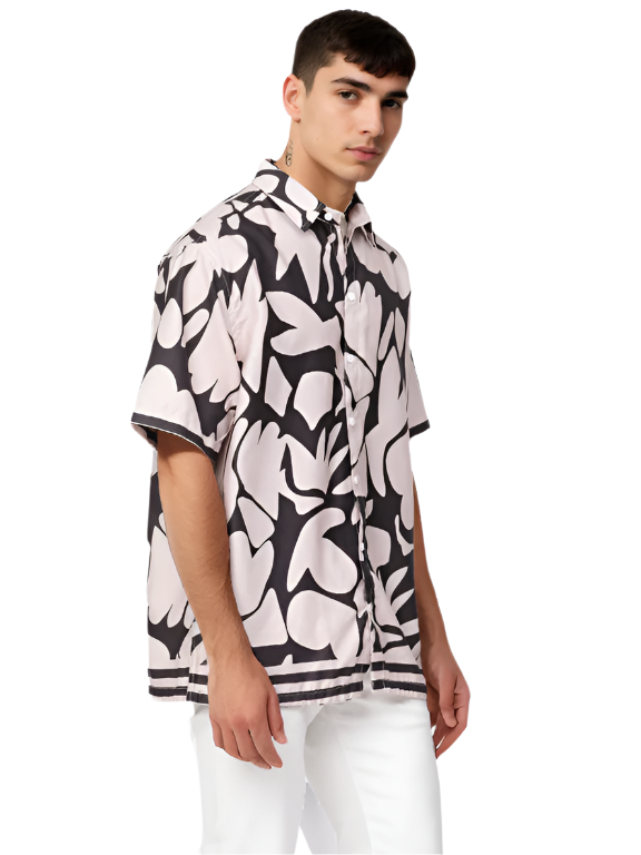 Hemsters Floral Print Half Sleeve Relaxed Shirt For Mens