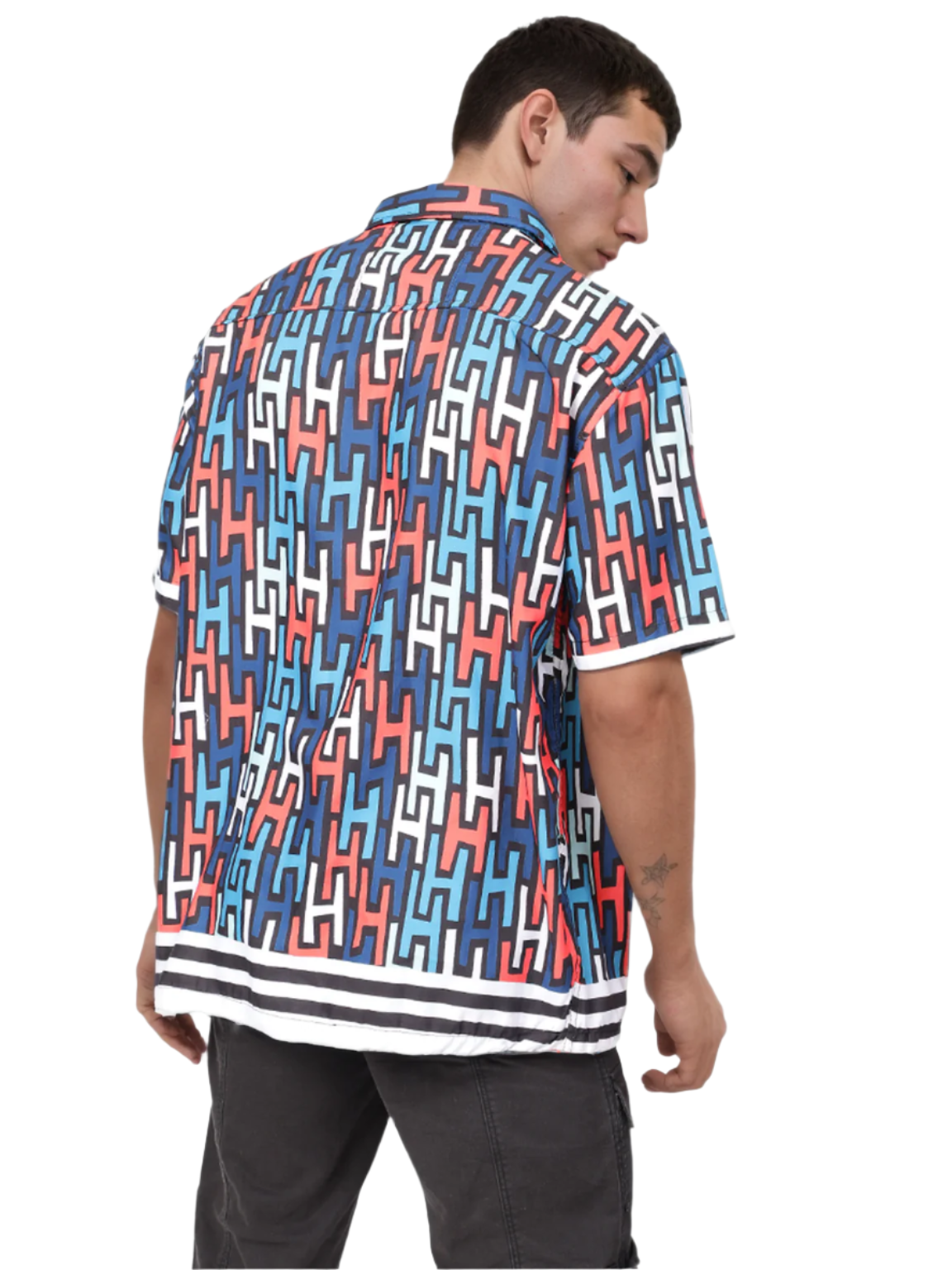 Hemsters Geometric Print Blue color Half Sleeve Relaxed Shirt For Mens