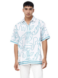 Lineal Print Half Sleeve Relaxed Shirt
