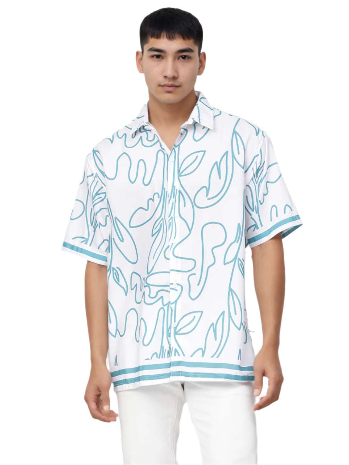 Hemsters Lineal Print Half Sleeve Relaxed Shirt For Mens