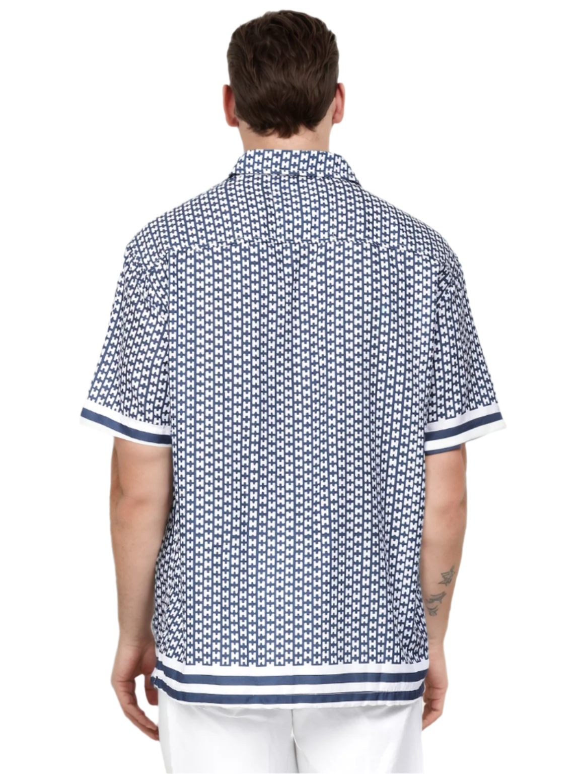 Hemsters Regular Black and White Printed Casual Short Sleeves Shirt