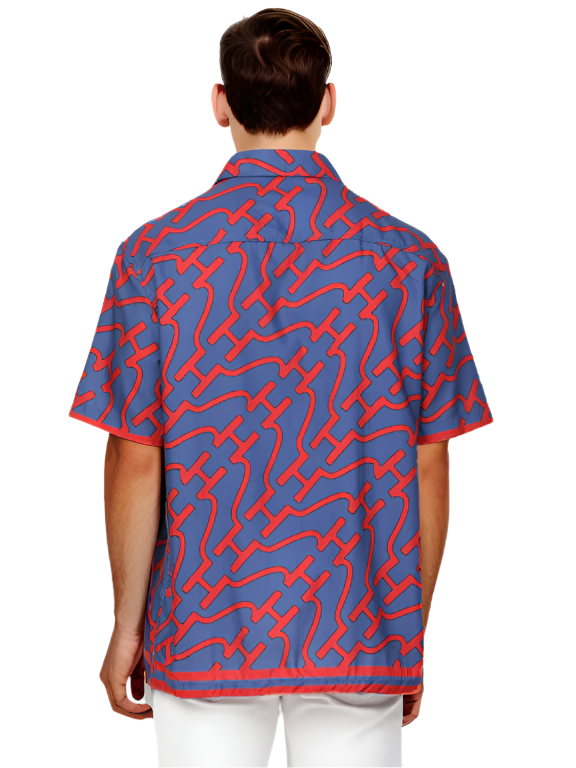 Regular Royal Blue & Red Short Sleeves Shirt