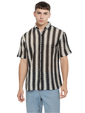 Hemsters Threaded Crochet Shirt Black & White Color Shirt