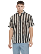Hemsters Threaded Crochet Shirt Black & White Color Shirt