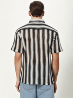 Hemsters Threaded Crochet Shirt Black & White Color Shirt