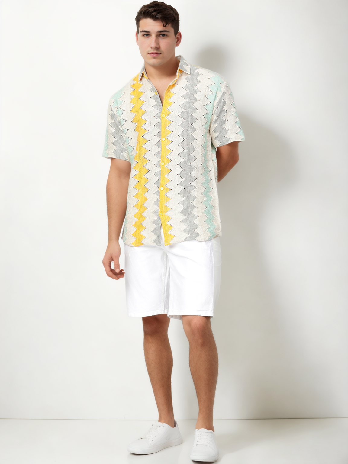 Hemsters Threaded Crochet Shirt Multi Color Shirt