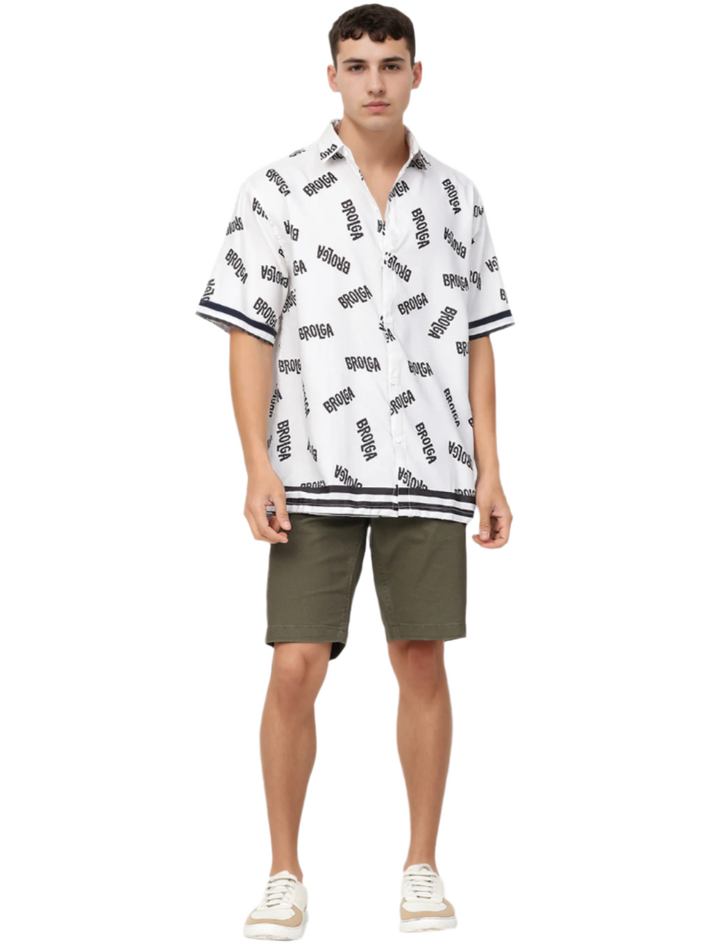 Typographic Black & White Printed Shirt