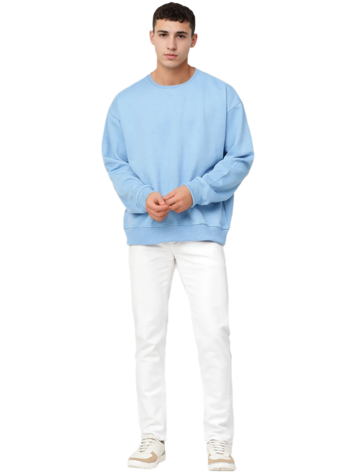 Hemsters Blue Knitted Full Sleevs Sweatshirt For Men