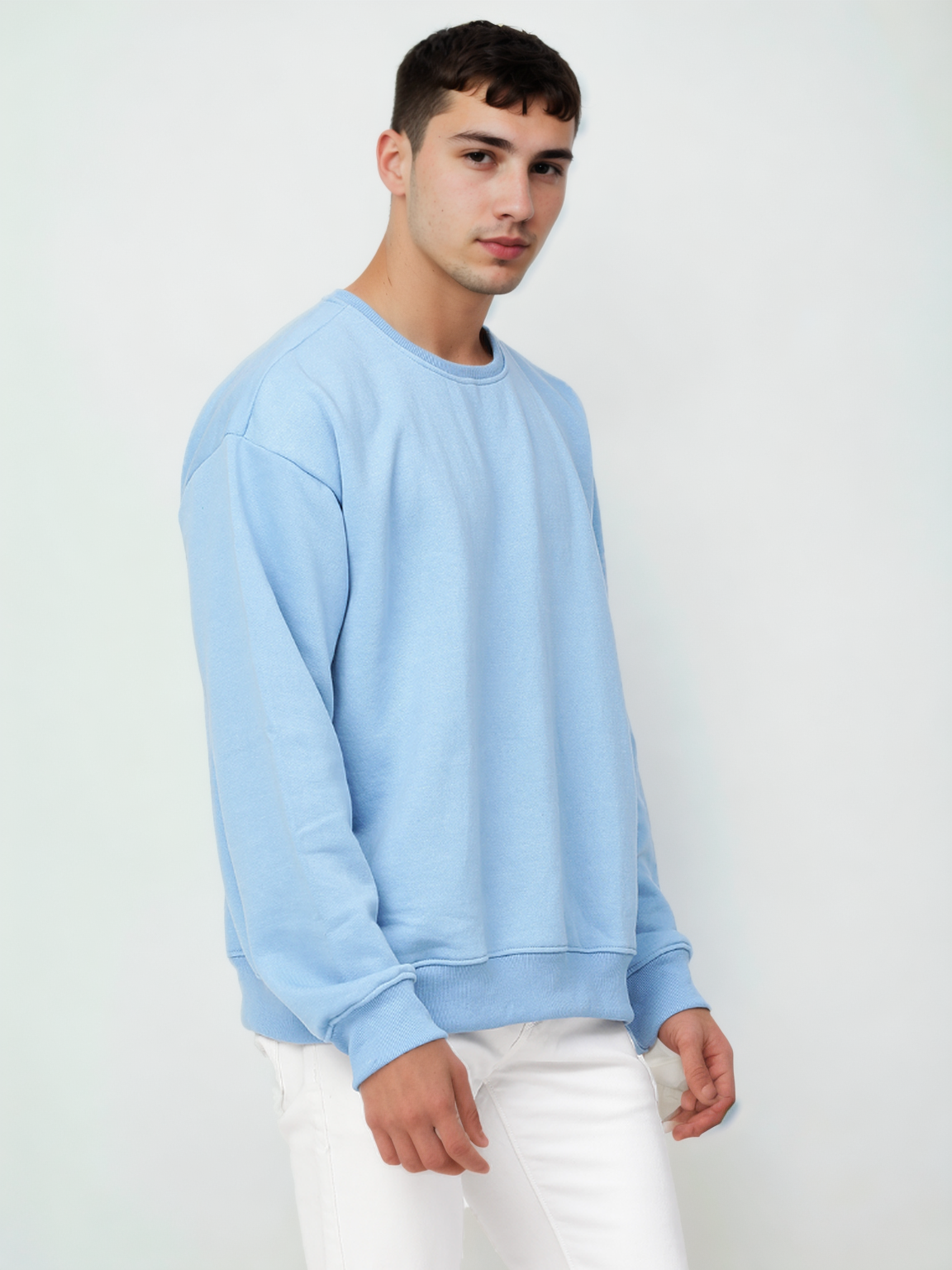 Hemsters Blue Knitted Full Sleevs Sweatshirt For Men