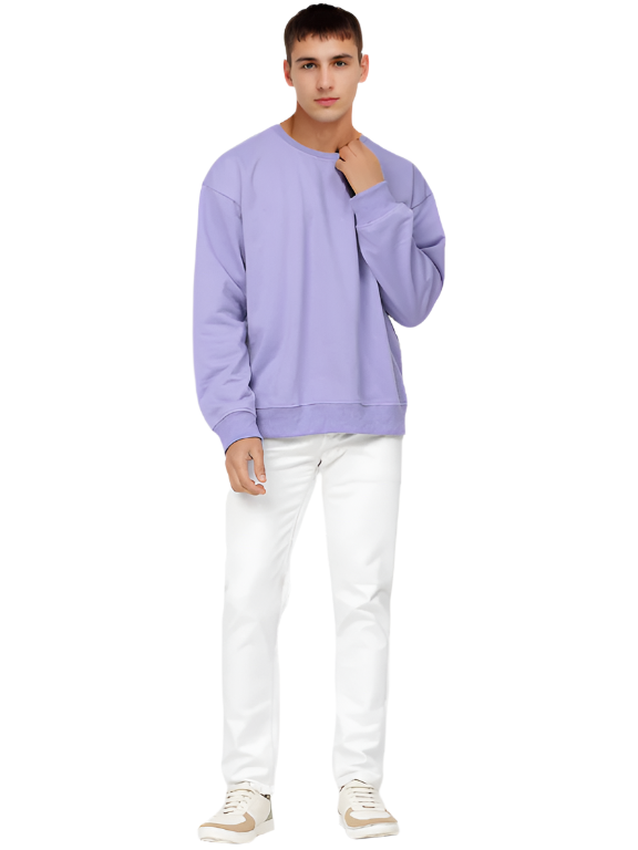 Hemsters  Lavender Knitted Full Sleevs Sweatshirt For Men