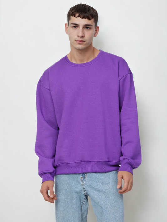 Hemsters Purple Knitted Full Sleevs Sweatshirt For Men