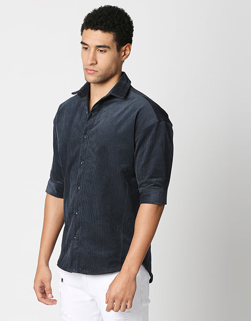 Hemsters Dark Grey Half Sleeve Relaxed Shirt