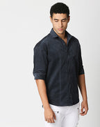 Hemsters Dark Grey Half Sleeve Relaxed Shirt