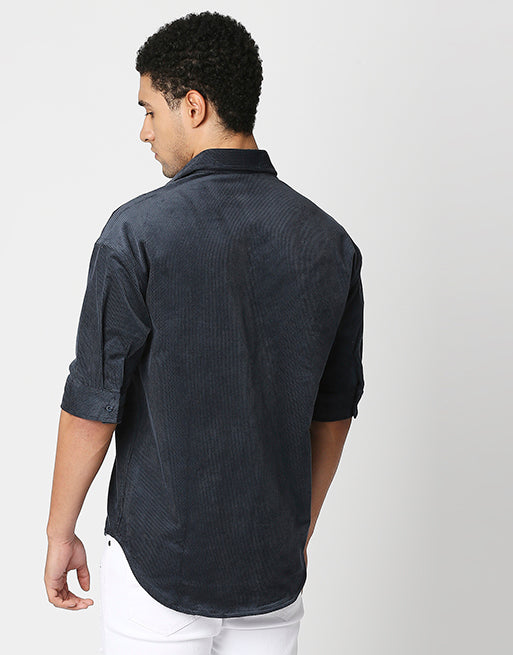 Hemsters Dark Grey Half Sleeve Relaxed Shirt