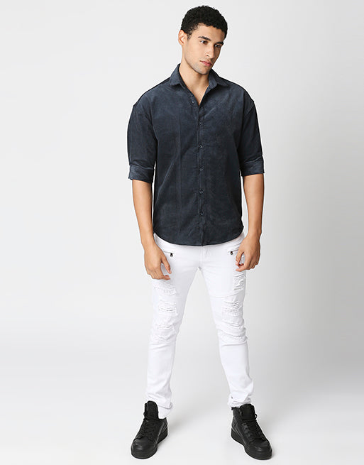 Hemsters Dark Grey Half Sleeve Relaxed Shirt
