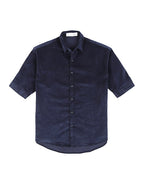 Hemsters Blue Corduroy Half Sleeve Relaxed Shirt