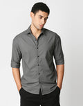 Hemsters Grey Corduroy Half Sleeve Relaxed Shirt