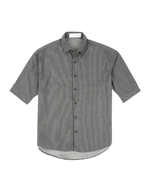 Hemsters Grey Corduroy Half Sleeve Relaxed Shirt
