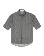 Hemsters Grey Corduroy Half Sleeve Relaxed Shirt