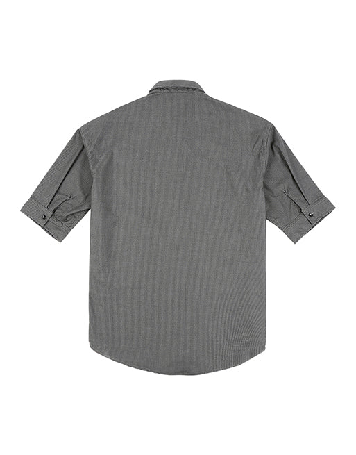Hemsters Grey Corduroy Half Sleeve Relaxed Shirt