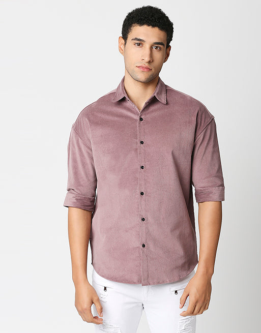 Hemsters Pink Corduroy Half Sleeve Relaxed Shirt