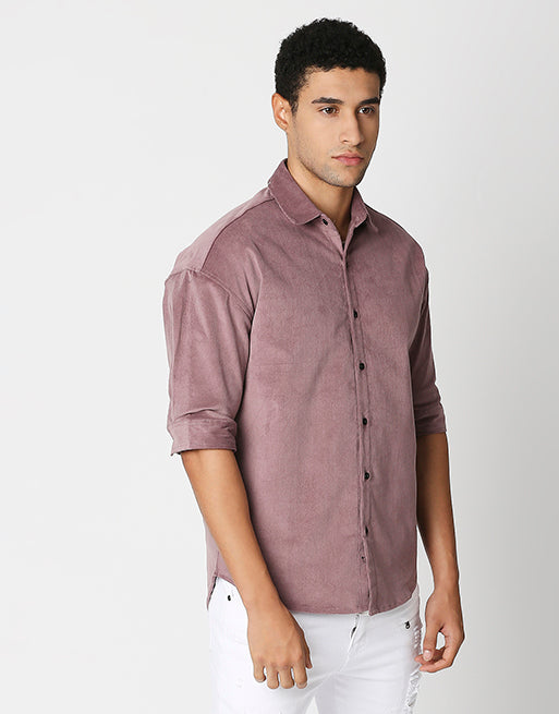 Hemsters Pink Corduroy Half Sleeve Relaxed Shirt