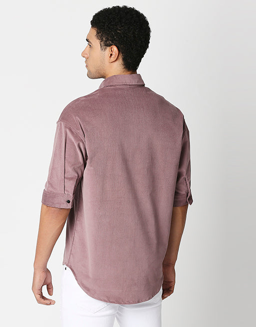 Hemsters Pink Corduroy Half Sleeve Relaxed Shirt