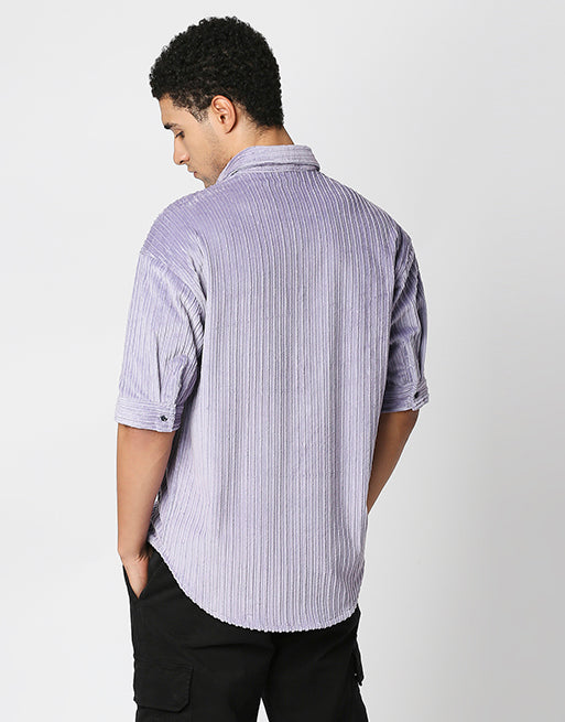 Hemsters Lilac Corduroy Half Sleeve Relaxed Shirt