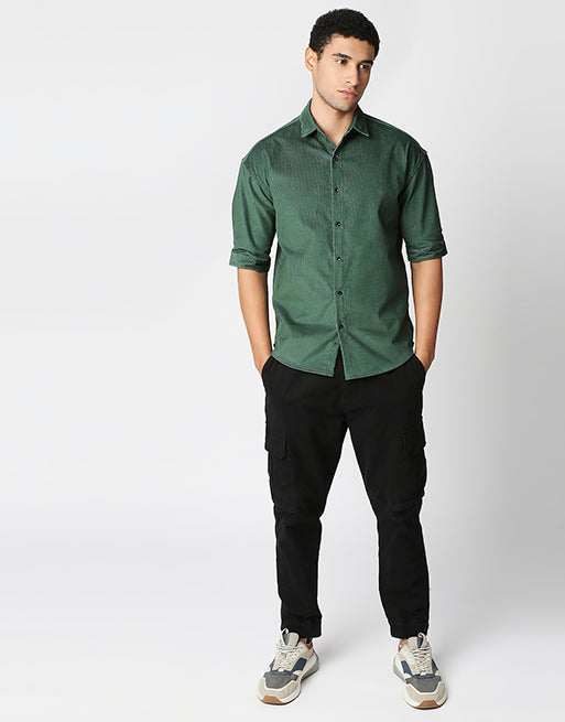 Hemsters Olive Green Half Sleeve Relaxed Shirt