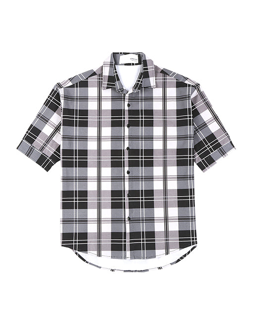 Hemsters Cream Checkered Relaxed Fit Half Sleeve Shirt For Men