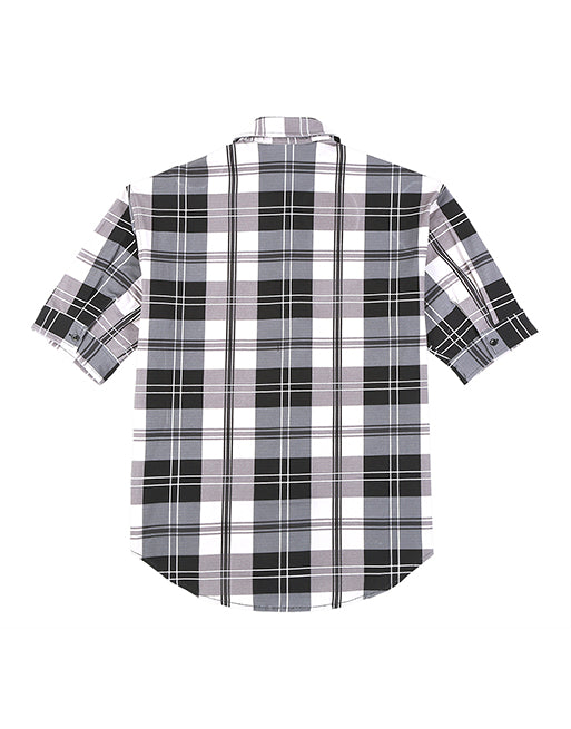 Hemsters Cream Checkered Relaxed Fit Half Sleeve Shirt For Men