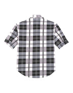 Hemsters Cream Checkered Relaxed Fit Half Sleeve Shirt For Men