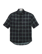 Hemsters Green Checkered Half Sleeve Corduroy Shirt For Men