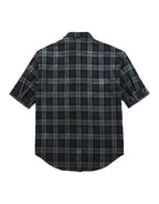 Hemsters Green Checkered Half Sleeve Corduroy Shirt For Men