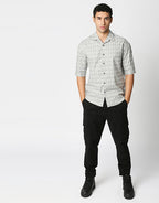 Hemsters Cream Printed Relaxed Fit Shirt