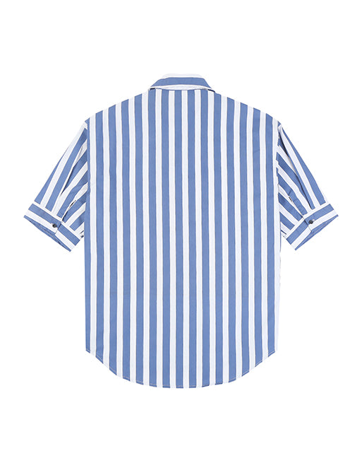 Hemsters Blue And White Half Sleeve Stripe Shirt