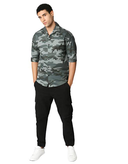 Hemsters Camouflage Print Half Sleeve Shirt