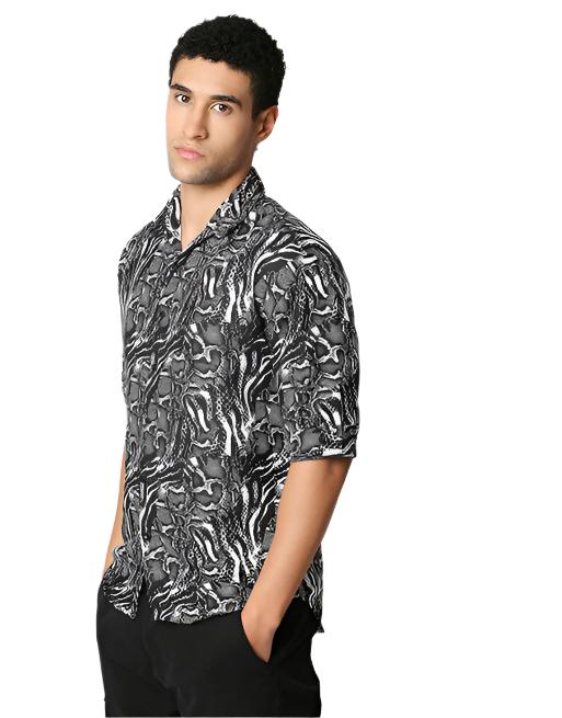 White Printed Half Sleeve Shirt