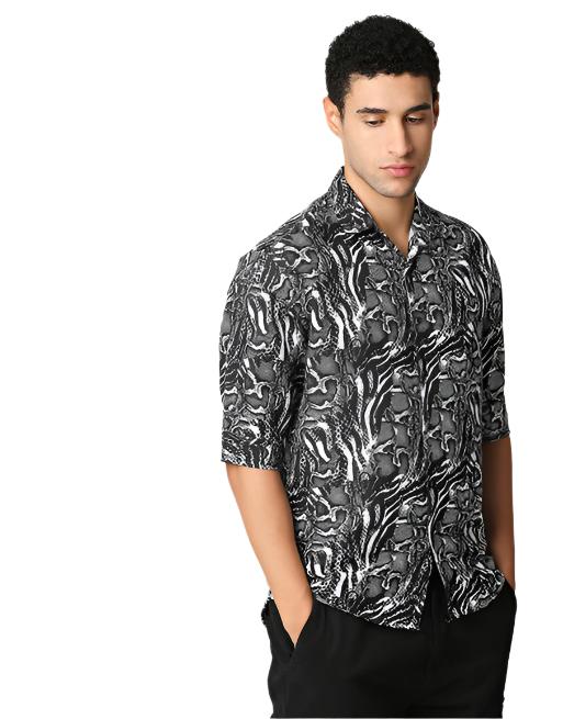 White Printed Half Sleeve Shirt