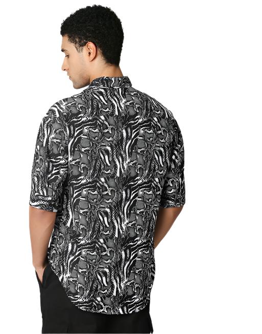 White Printed Half Sleeve Shirt