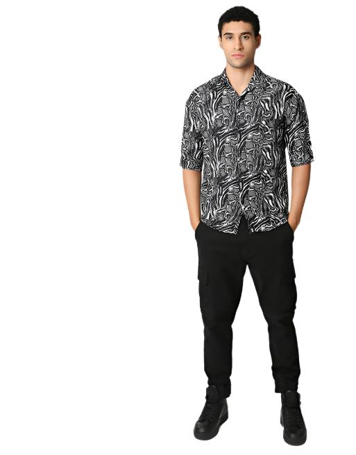 White Printed Half Sleeve Shirt