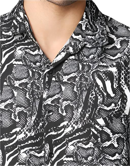 White Printed Half Sleeve Shirt