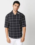 Hemsters Black Half Sleeve Relaxed Shirt