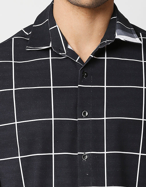 Hemsters Black Half Sleeve Relaxed Shirt