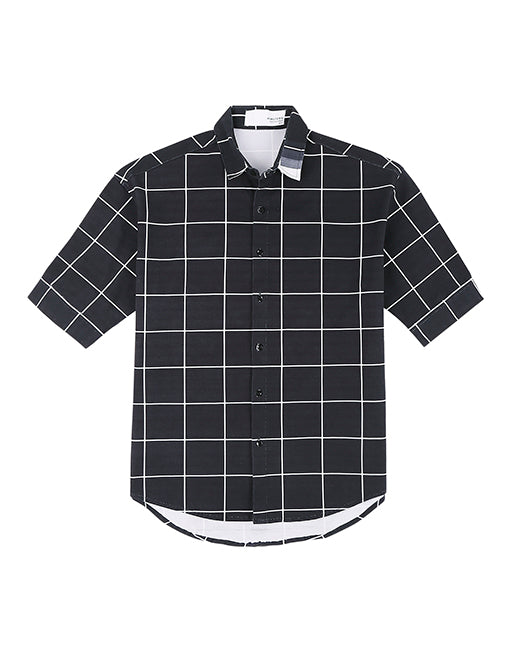 Hemsters Black Half Sleeve Relaxed Shirt