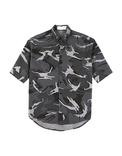 Hemsters Grey Camouflage Half Sleeve Shirt