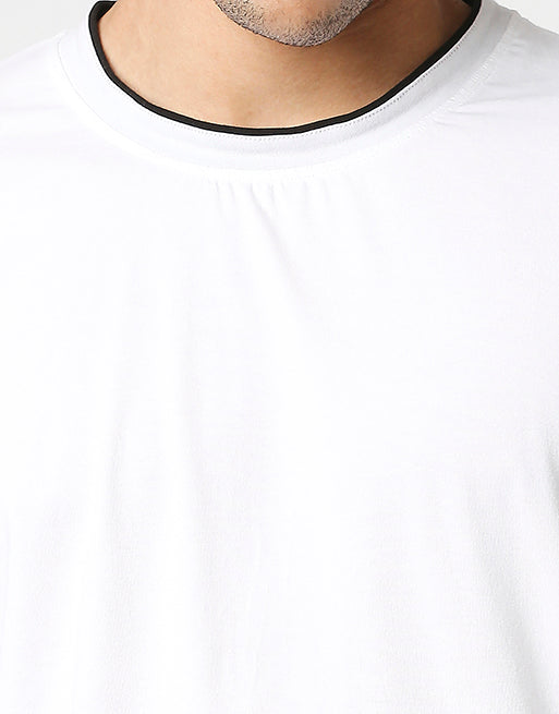 Hemsters White Relaxed Fit Half Sleeve Tshirt